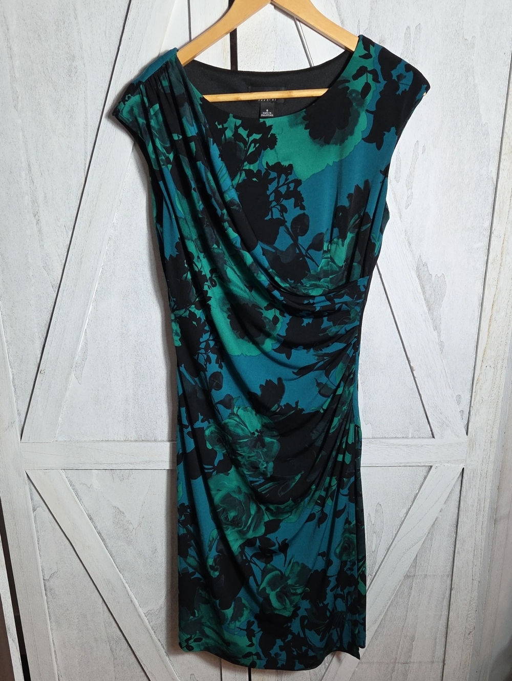 Connected Apparel Teal Floral Dress Size 8